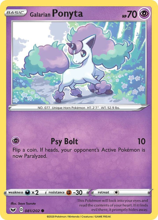 Galarian Ponyta 081/202 Common Sword & Shield Base Set Pokémon card