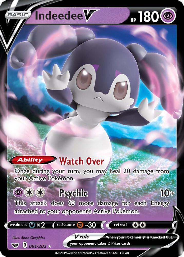 Indeedee V 091/202 Ultra Rare Sword & Shield Base Set Pokémon card