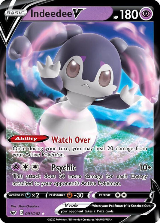 Indeedee V 091/202 Ultra Rare Sword & Shield Base Set Pokémon card