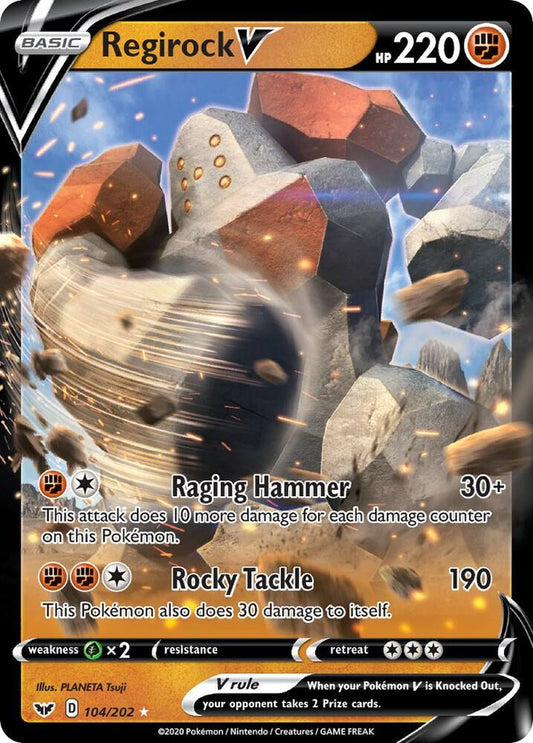 Regirock V 104/202 Ultra Rare Sword & Shield Base Set Pokémon card