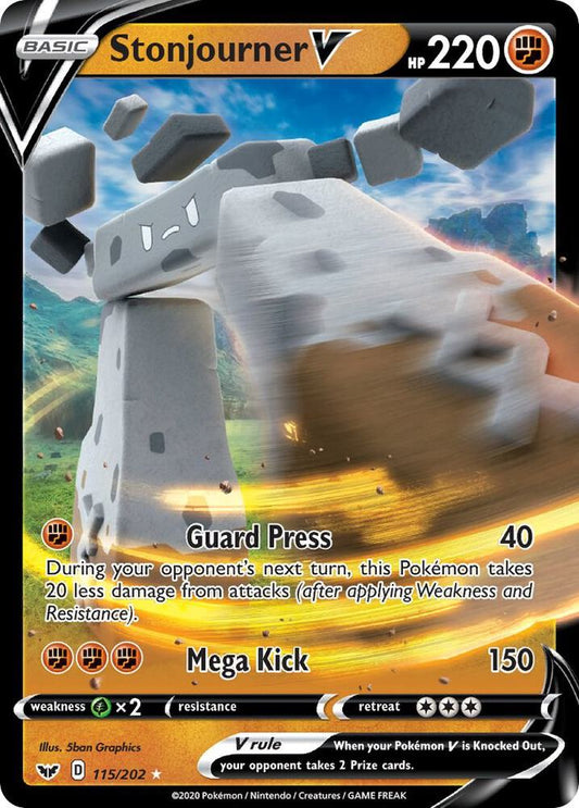 Stonjourner V 115/202 Ultra Rare Sword & Shield Base Set Pokémon card