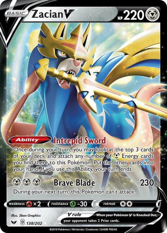 Zacian V 138/202 Ultra Rare Sword & Shield Base Set Pokémon card