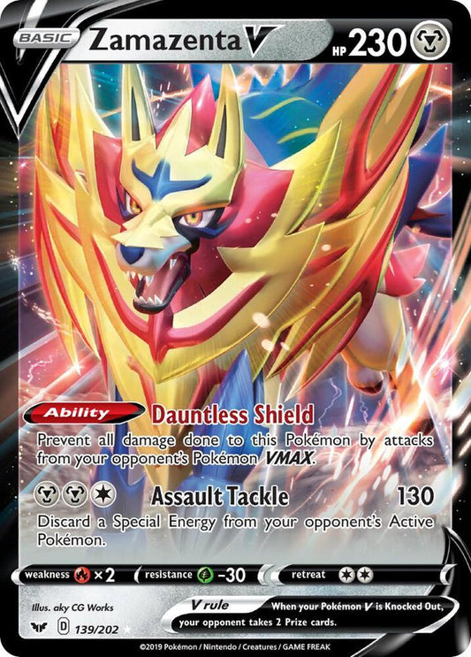 Zamazenta V 139/202 Ultra Rare Sword & Shield Base Set Pokémon card