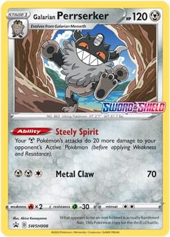 Galarian Perrserker - SWSH008 (Prerelease) SWSH008 Promo Sword & Shield Promo Cards Pokémon card