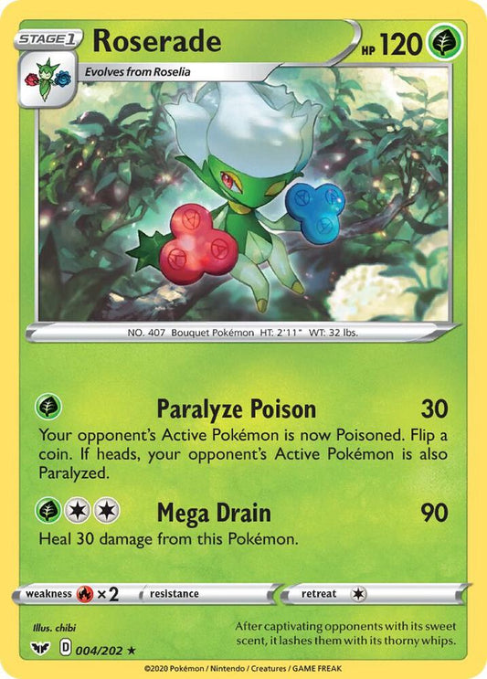 Roserade 004/202 Rare Sword & Shield Base Set Pokémon card