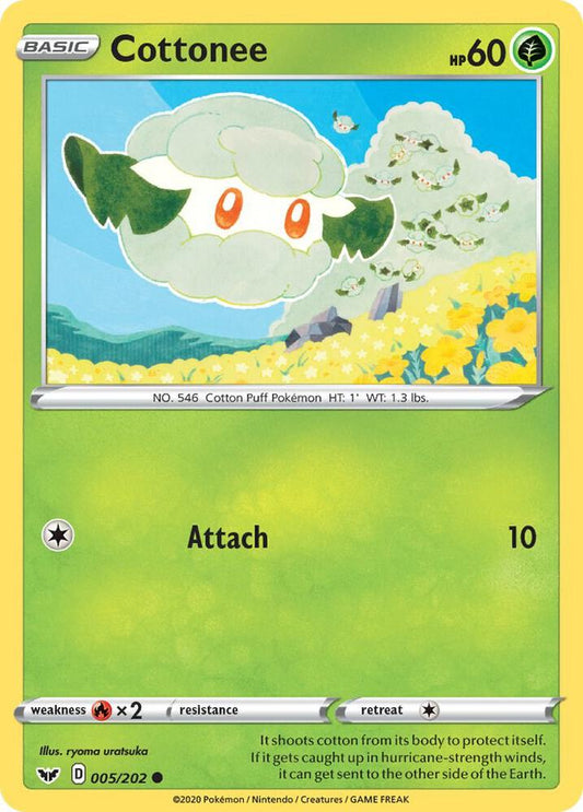 Cottonee 005/202 Common Sword & Shield Base Set Pokémon card