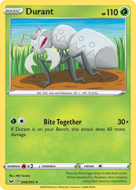 Durant 008/202 Rare Sword & Shield Base Set Pokémon card