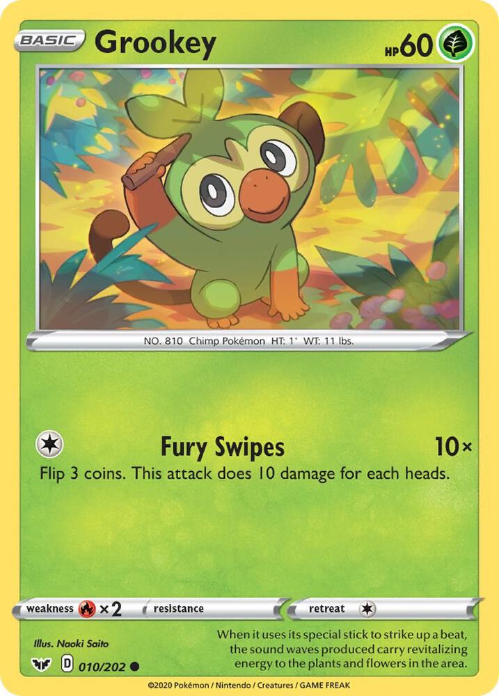 Grookey (010) 010/202 Common Sword & Shield Base Set Pokémon card