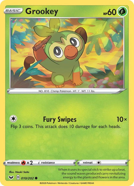 Grookey (010) 010/202 Common Sword & Shield Base Set Pokémon card