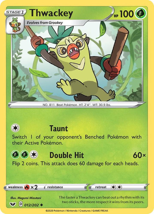 Thwackey (012) 012/202 Uncommon Sword & Shield Base Set Pokémon card