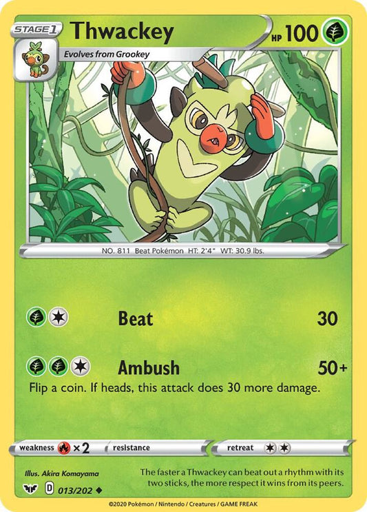Thwackey (013) 013/202 Uncommon Sword & Shield Base Set Pokémon card