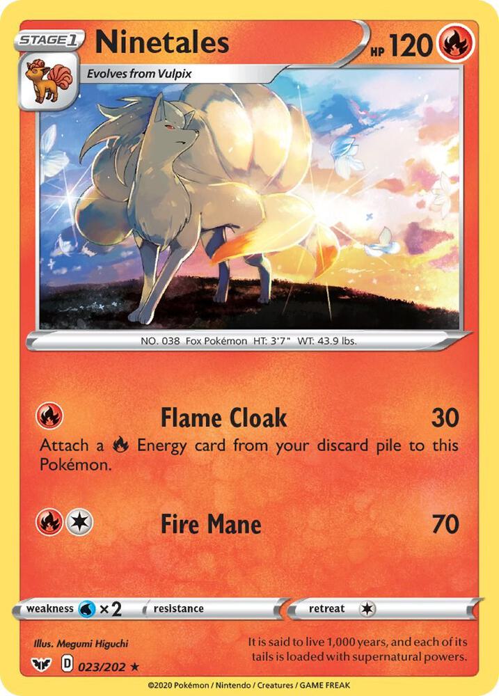 Ninetales 023/202 Rare Sword & Shield Base Set Pokémon card