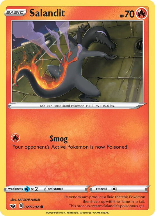Salandit 027/202 Common Sword & Shield Base Set Pokémon card