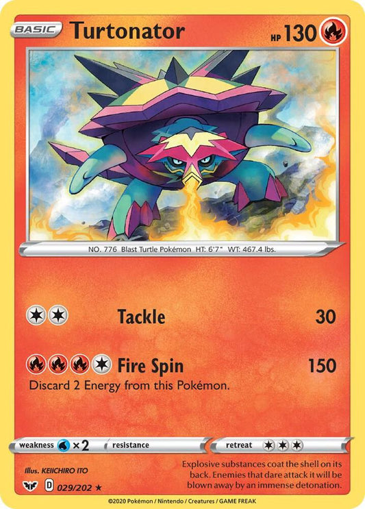 Turtonator 029/202 Rare Sword & Shield Base Set Pokémon card