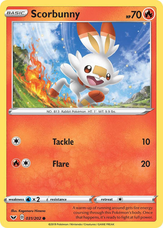 Scorbunny (031) 031/202 Common Sword & Shield Base Set Pokémon card