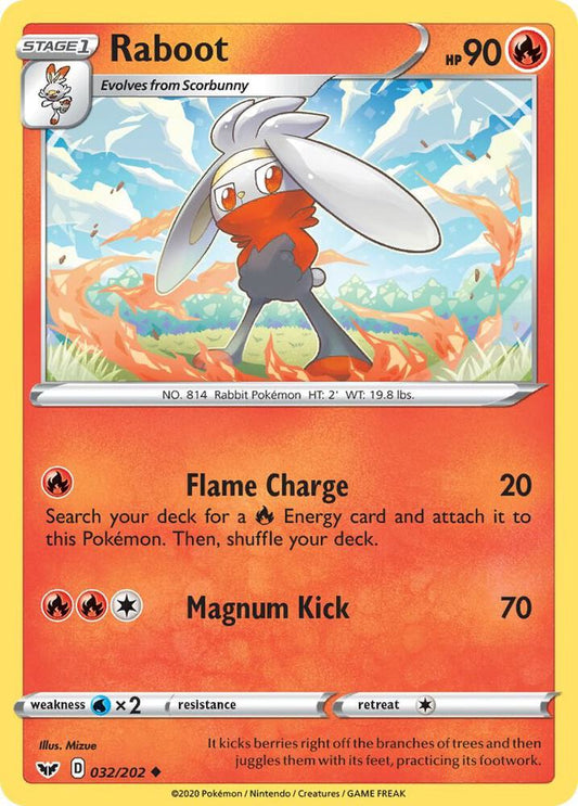 Raboot (032) 032/202 Uncommon Sword & Shield Base Set Pokémon card
