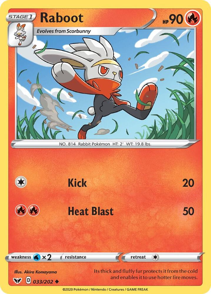 Raboot (033) 033/202 Uncommon Sword & Shield Base Set Pokémon card