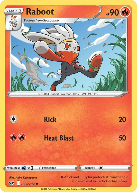 Raboot (033) 033/202 Uncommon Sword & Shield Base Set Pokémon card