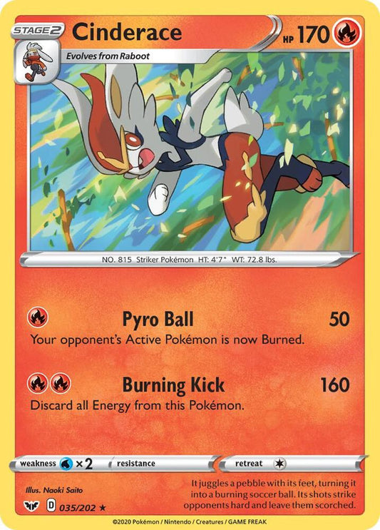 Cinderace (035) 035/202 Holo Rare Sword & Shield Base Set Pokémon card
