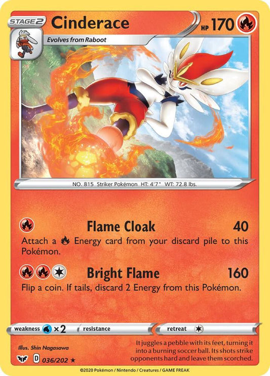Cinderace (036) 036/202 Rare Sword & Shield Base Set Pokémon card