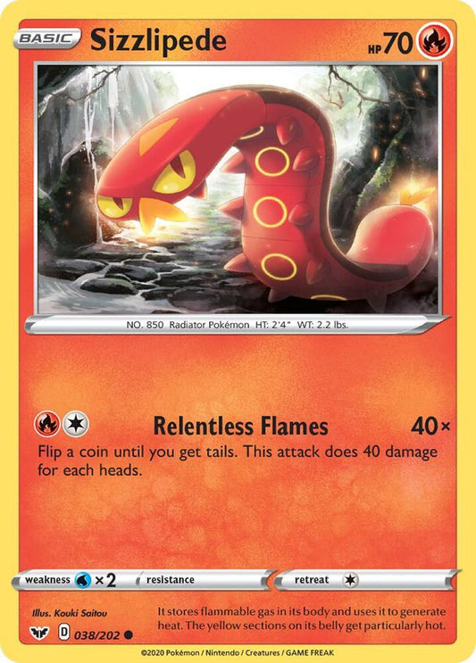 Sizzlipede (038) 038/202 Common Sword & Shield Base Set Pokémon card