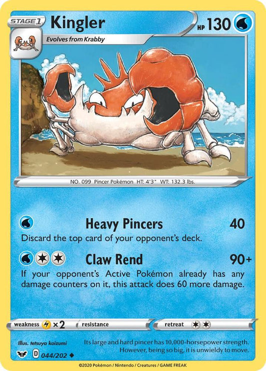 Kingler 044/202 Uncommon Sword & Shield Base Set Pokémon card