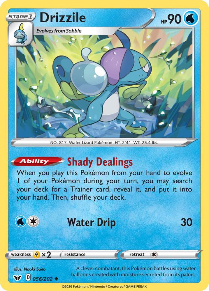 Drizzile (056) 056/202 Uncommon Sword & Shield Base Set Pokémon card