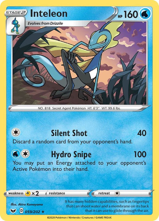 Inteleon (059) 059/202 Rare Sword & Shield Base Set Pokémon card