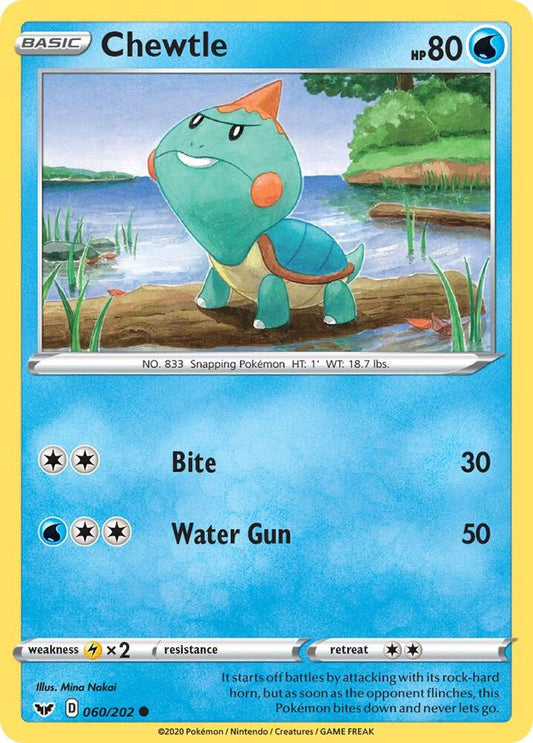 Chewtle 060/202 Common Sword & Shield Base Set Pokémon card