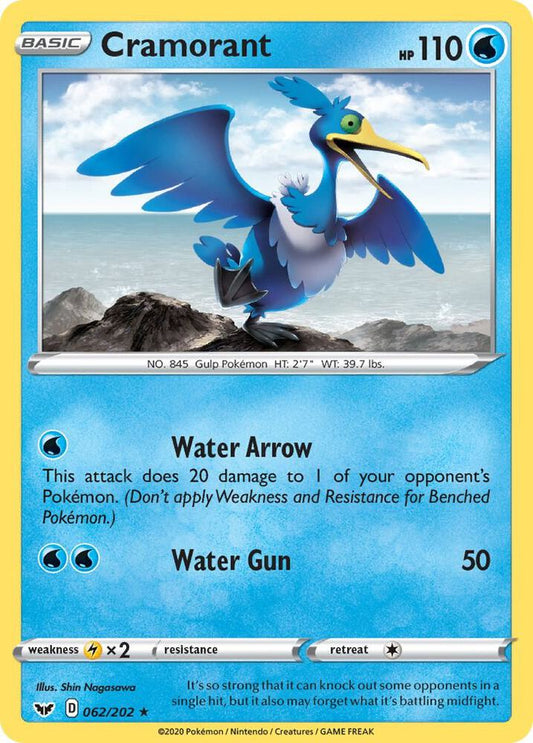 Cramorant 062/202 Rare Sword & Shield Base Set Pokémon card