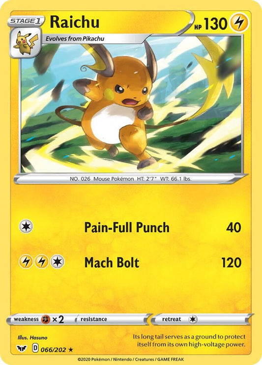 Raichu 066/202 Rare Sword & Shield Base Set Pokémon card