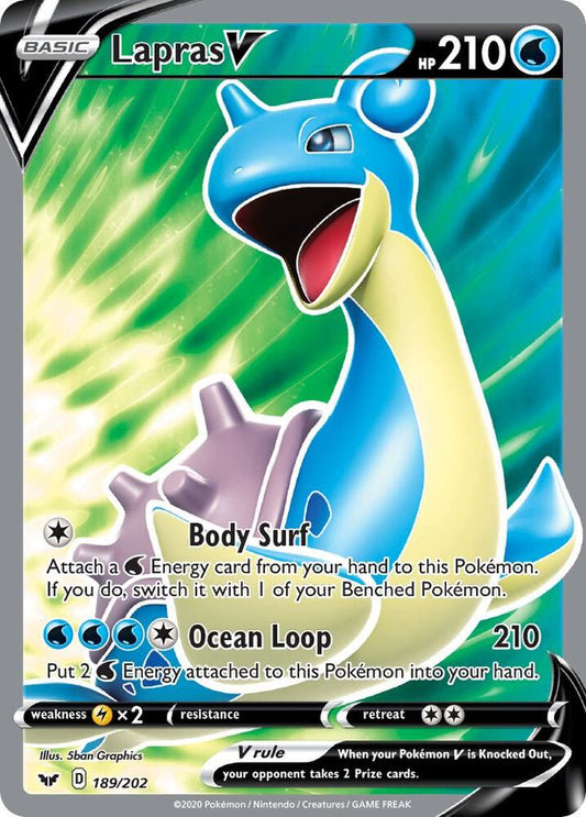 Lapras V (Full Art) 189/202 Ultra Rare Sword & Shield Base Set Pokémon card