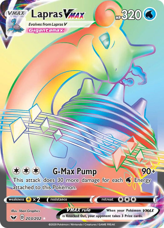 Lapras VMAX (Secret) - 203/202 Secret Rare SWSH01: Sword & Shield Base Set