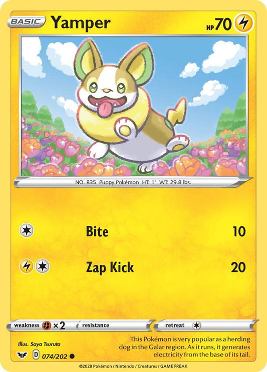 Yamper (074) 074/202 Common Sword & Shield Base Set Pokémon card