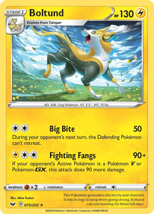 Boltund (075) 075/202 Holo Rare Sword & Shield Base Set Pokémon card