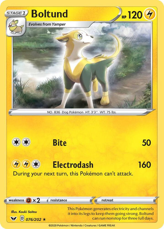 Boltund (076) 076/202 Holo Rare Sword & Shield Base Set Pokémon card