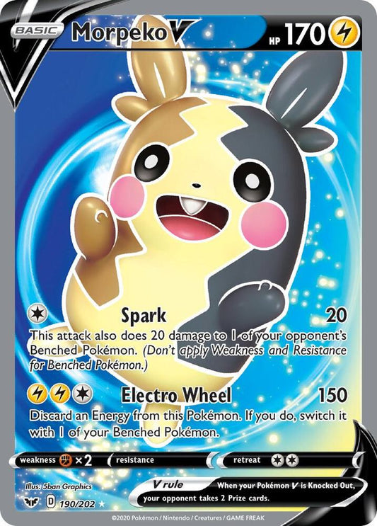 Morpeko V (Full Art) 190/202 Ultra Rare Sword & Shield Base Set Pokémon card