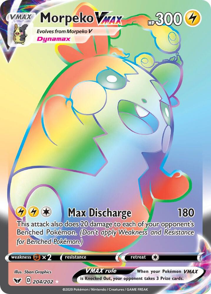 Morpeko VMAX (Secret) 204/202 Secret Rare Sword & Shield Base Set Pokémon card