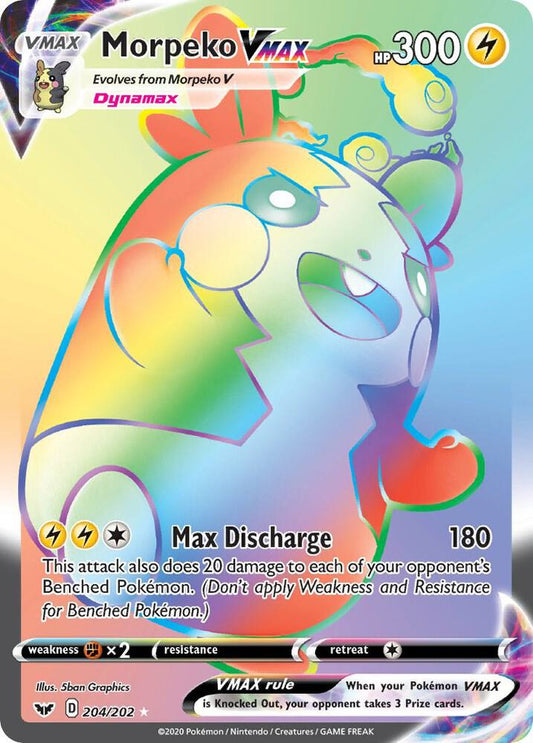 Morpeko VMAX (Secret) 204/202 Secret Rare Sword & Shield Base Set Pokémon card