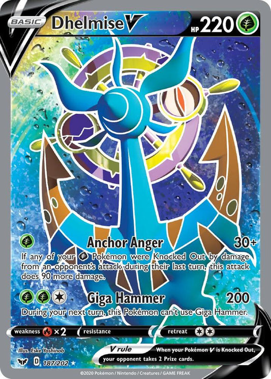 Dhelmise V (Full Art) 187/202 Ultra Rare Sword & Shield Base Set Pokémon card