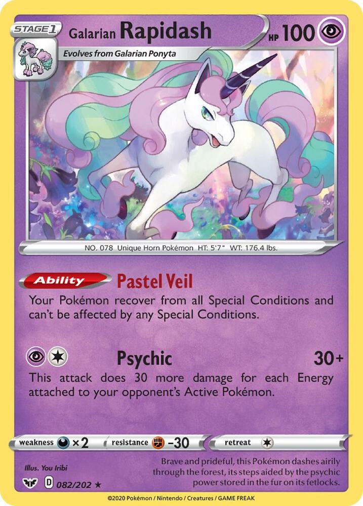 Galarian Rapidash 082/202 Rare Sword & Shield Base Set Pokémon card