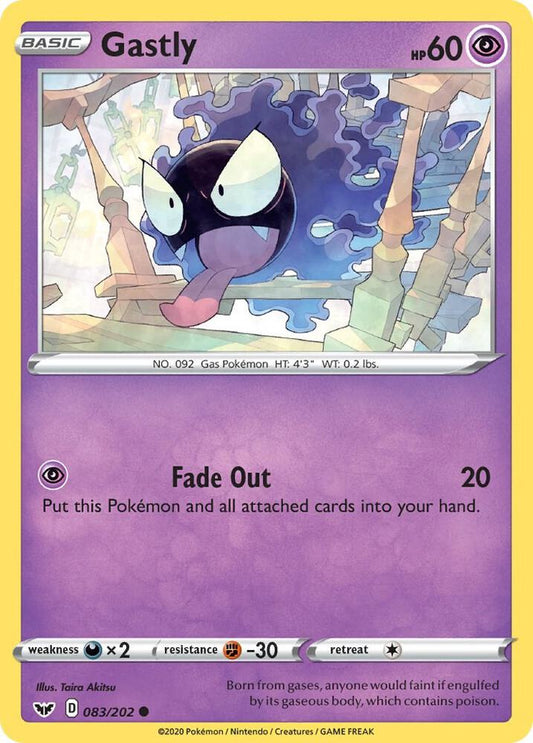 Gastly 083/202 Common Sword & Shield Base Set Pokémon card