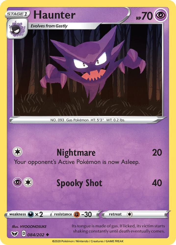 Haunter 084/202 Uncommon Sword & Shield Base Set Pokémon card