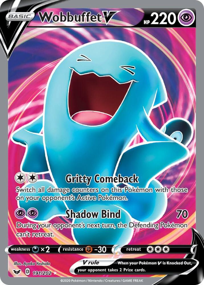 Wobbuffet V (Full Art) 191/202 Ultra Rare Sword & Shield Base Set Pokémon card