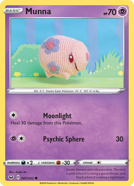 Munna 087/202 Common Sword & Shield Base Set Pokémon card