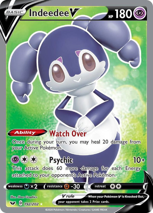 Indeedee V (Full Art) 192/202 Ultra Rare Sword & Shield Base Set Pokémon card