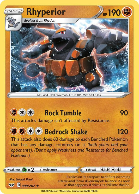 Rhyperior 099/202 Holo Rare Sword & Shield Base Set Pokémon card
