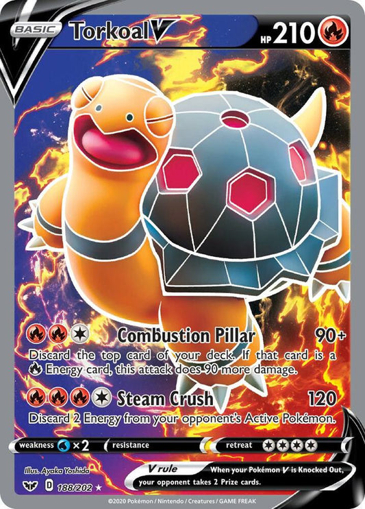 Torkoal V (Full Art) 188/202 Ultra Rare Sword & Shield Base Set Pokémon card