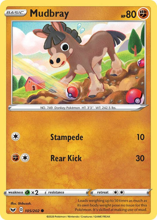 Mudbray 105/202 Common Sword & Shield Base Set Pokémon card