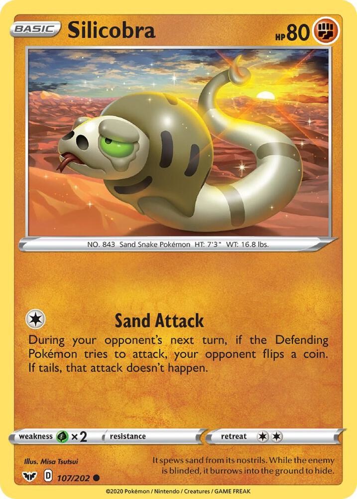 Silicobra (107) 107/202 Common Sword & Shield Base Set Pokémon card